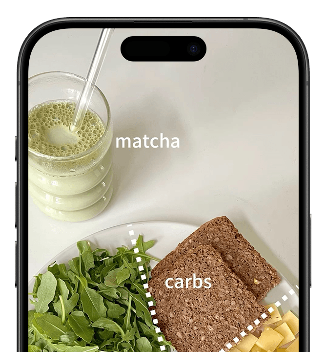 Smartphone showing meal components